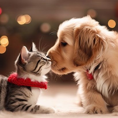 cat and dog christmas with generative ai